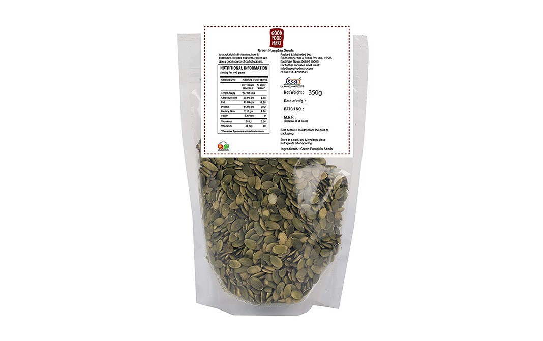 Good Food Mart Green Pumpkin Seeds    Pack  350 grams